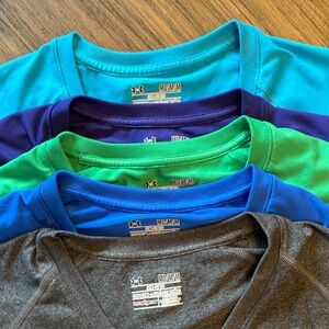 Under Armour semi-fitted heat gear.  5 tees, one low price